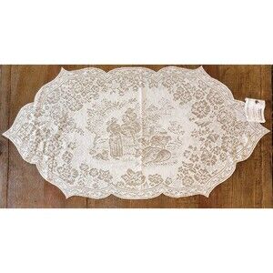 Heritage Lace Table Runner Dresser Scarf Topper "Les Fleurs" Pasture Flowers